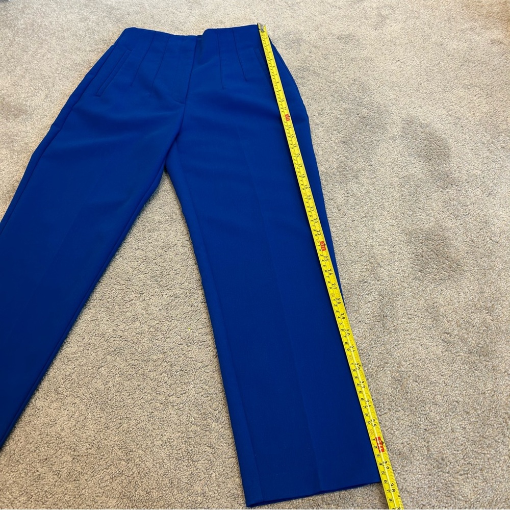 Zara Royal cobalt blue high waisted pronounced seam tailored tapered ankle pants - Picture 10 of 12
